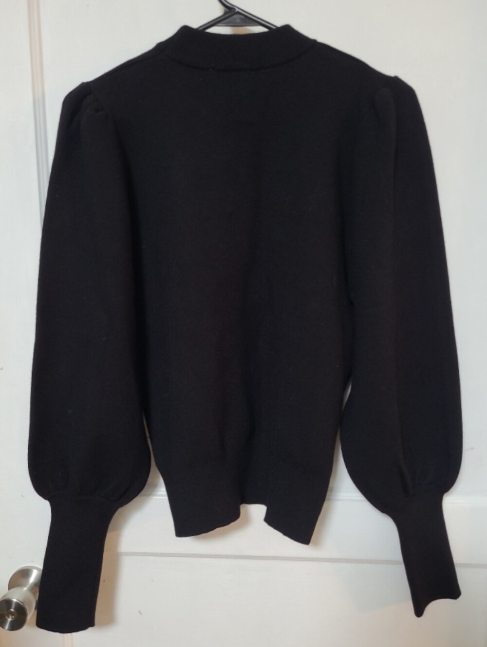 New Zara Black Puff-Sleeve Mock Neck Sweater Medium - Picture 5 of 5